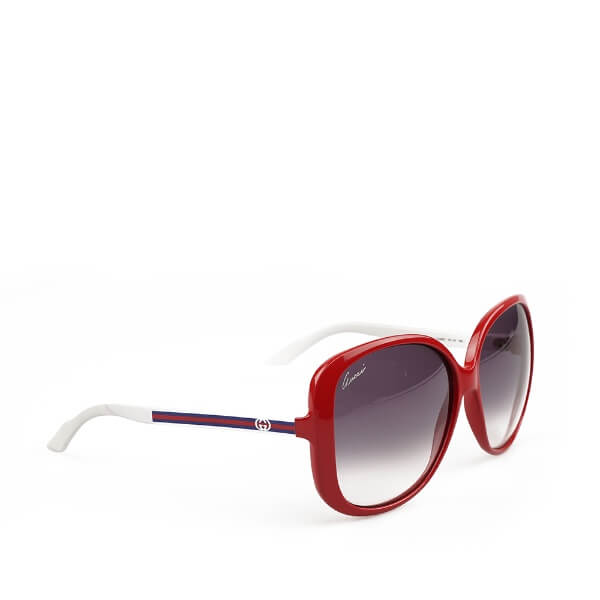 Gucci - Red Frame Navy Web Arms Sunglasses 